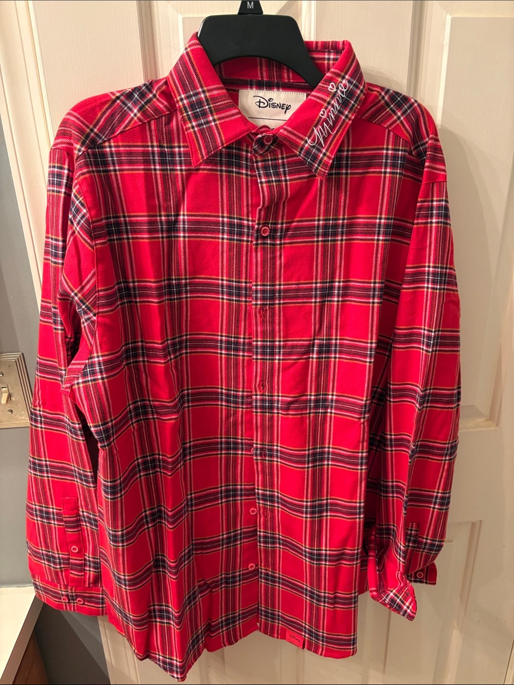 Disney Cakeworthy Red Plaid Button-Down Shirt - Minnie bow details
